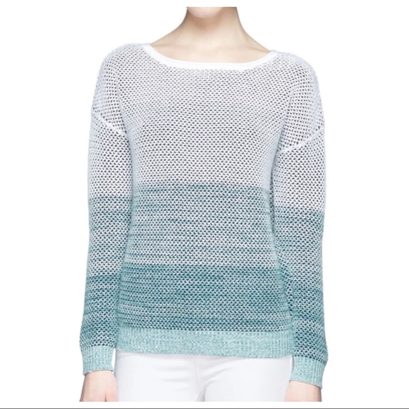 Vince Ombré Blue Cotton Striped Sweater - Picture 3 of 5